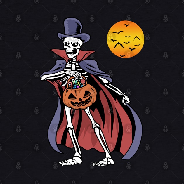 Halloween Vampire Tshirt Pumpkin Scary Costume Skeleton Vampire by PomegranatePower